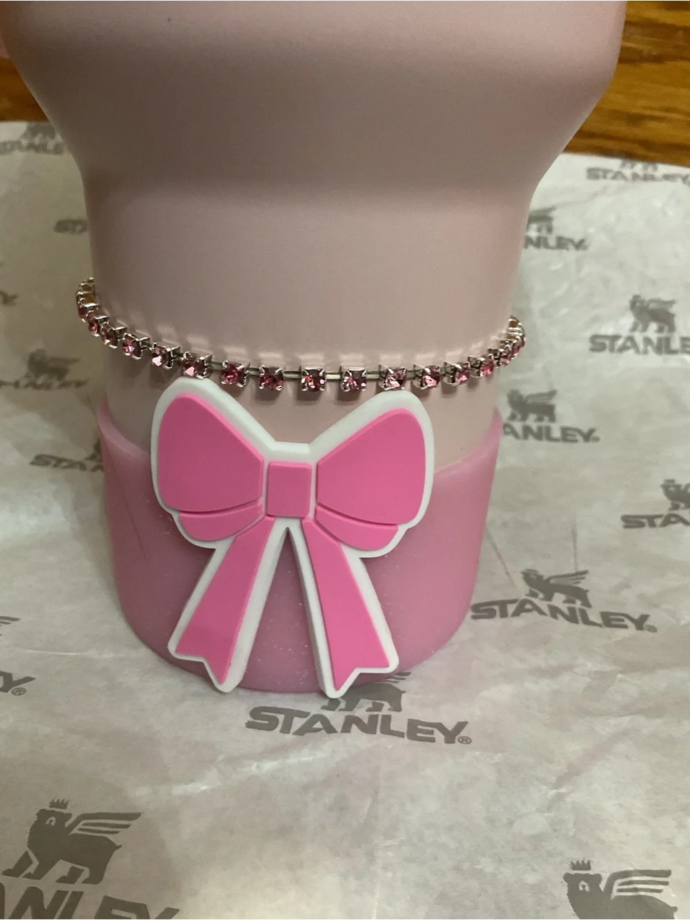 Stanley Pink Kids Quench Tumbler with Bow Charm and Braided Strap
